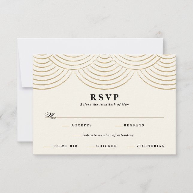 Art Deco Ivory String Lights Wedding Response Card (Front)