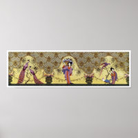 Art Deco Japanese Ladies and Peacocks