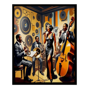 Art Déco Jazz Age Band et affiche de chanteurs.