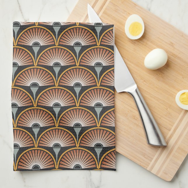 Art Deco Jazz Age Sunset Jukebox Kitchen Towel (Quarter Fold)