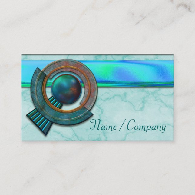 Art Deco Jewels Blue Business Card (Front)