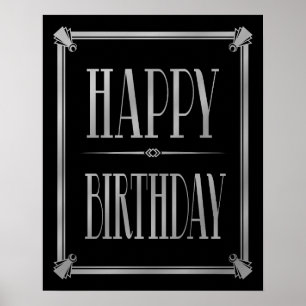 Art Déco Joyeux anniversaire GATSBY imprimé argent