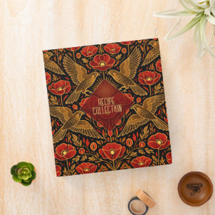 Art Deco Kestrels & Poppies Bold Recipe Binder