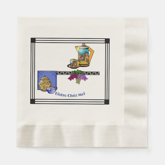 Art Deco Kitchen Bistro Personalized Napkin (Front)