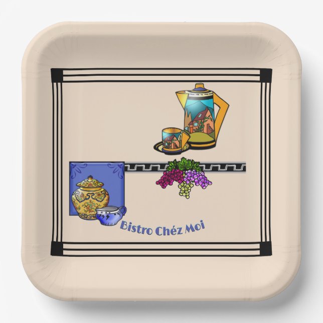 Art Deco Kitchen Bistro Personalized Paper Plate (Front)