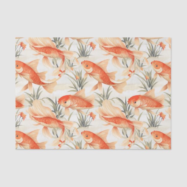 Art Deco Koi Fish Decoupage Tissue Paper (Front)