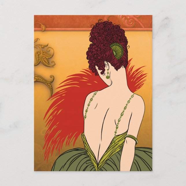 Art Deco Lady - BIANCA: Antique Autumn Postcard (Front)