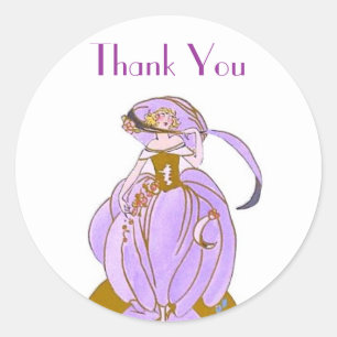 ART DECO LADY CLASSIC ROUND STICKER