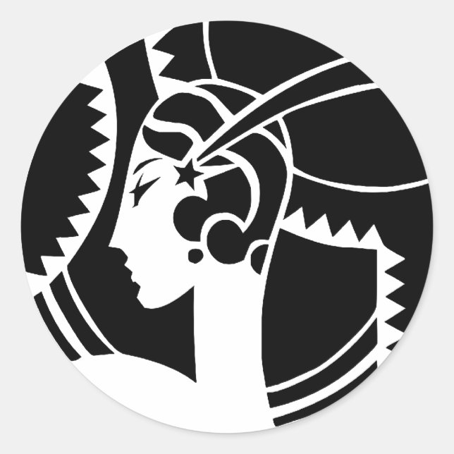 Art Deco Lady Classic Round Sticker (Front)