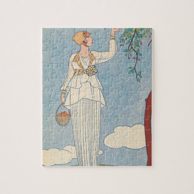 Art Deco Lady - Harvesting fruit. Jigsaw Puzzle (Vertical)