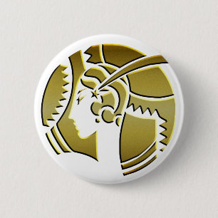 Art Deco Lady in Gold 2 Inch Round Button