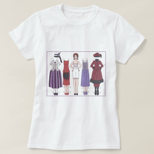 Art Deco Lady of the 1920s Paper Doll T-Shirt (Design Front)
