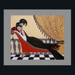 ART DECO LADY ON A LOUNGE POSTER<br><div class="desc">Original acrylic painting by Dian... ... ... .A charming,  whimsical and vintage Art Deco painting of a lady reclining on a lounge. This decorative painting would look good anywhere you place it in your home or office. A great gift item also!</div>