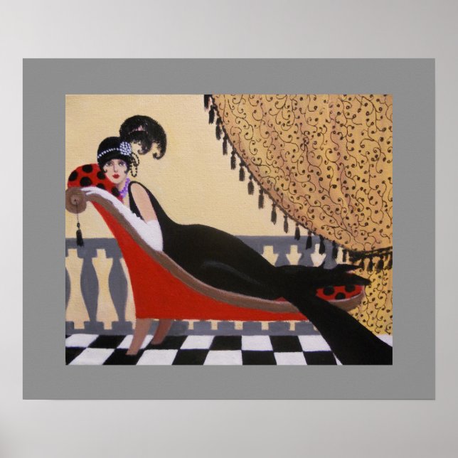 ART DECO LADY ON A LOUNGE POSTER (Front)