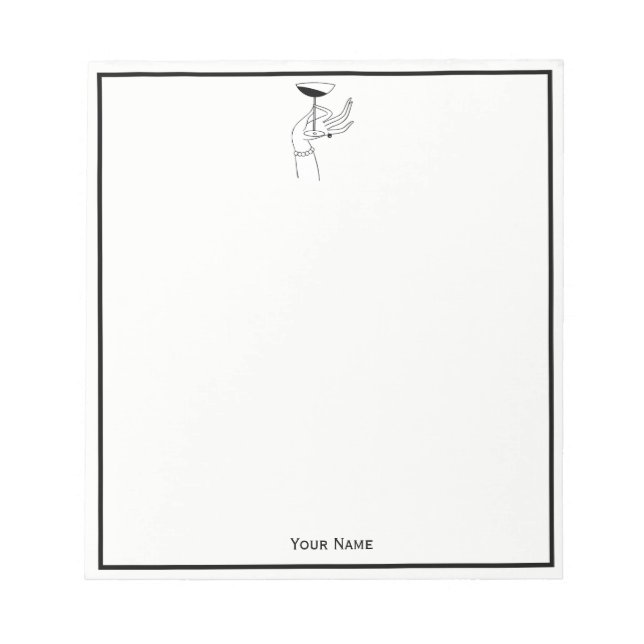 Art Deco Lady’s Hand Holding Champagne Glass Notepad (Front)