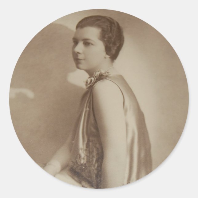 Art Deco Lady Shadow Photo Classic Round Sticker (Front)