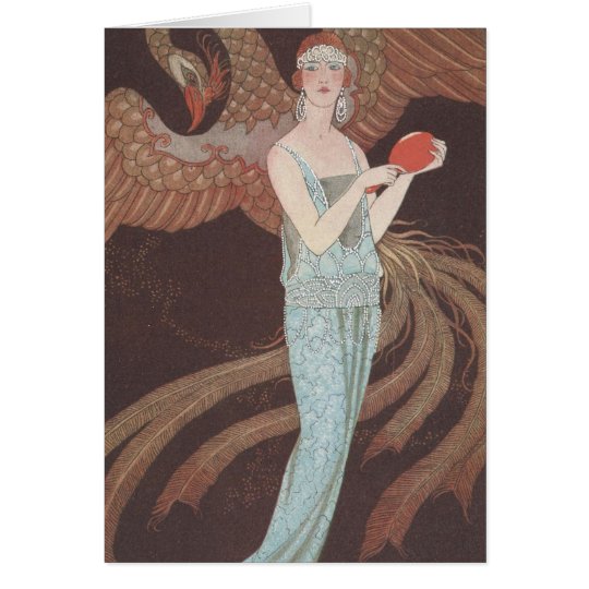 Art Deco Lady – Standing in front of the bird. Card