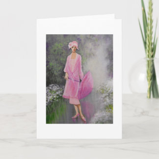 Art Deco, Lady with A Parasol, Note Card