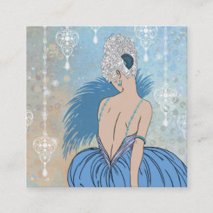 Art Deco Lady with Jewels - BIANCA: Blue Monday Square Business Card