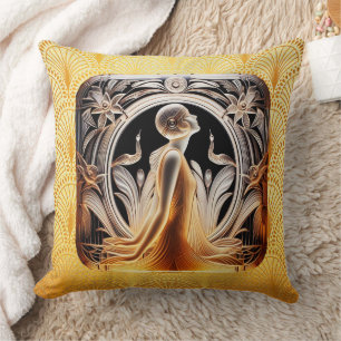 Art Deco Lalique Style Cushion. Throw Pillow