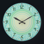 Art Deco Large Clock<br><div class="desc">In cool blues and greens with an art deco design, this clock will give you a touch of South Beach in your own home.</div>