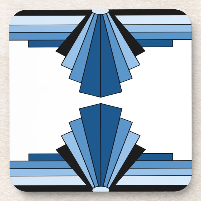Art Deco Layers in Blue Coaster (Front)