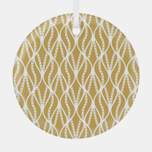 Art Deco leaves, classic seamless pattern. Glass Ornament