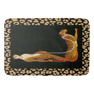 Art Deco Leopard Lady (ERTE) Leopard Skin Bath Mat
