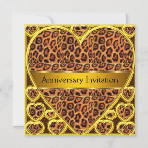 Art Deco Leopard Wedding Anniversary Invitation
