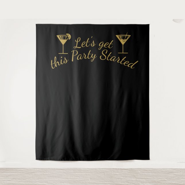 Art deco Let's get this party photo booth backdrop Tapestry (Front)
