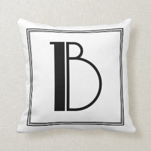 Art Deco Letter B Monogrammed Pillow