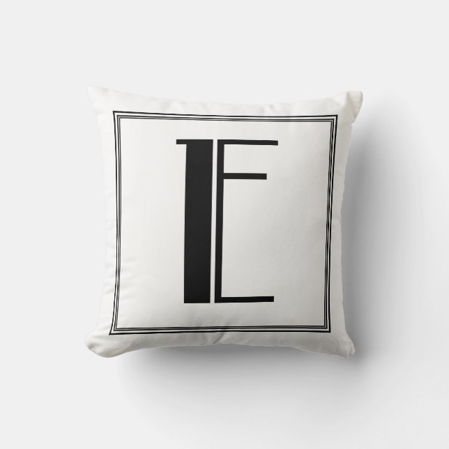 Art Deco Letter E Monogrammed Pillow (Front)