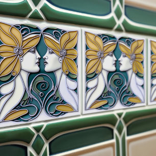Art Deco Lilies Wall Decor Art Nouveau Tile