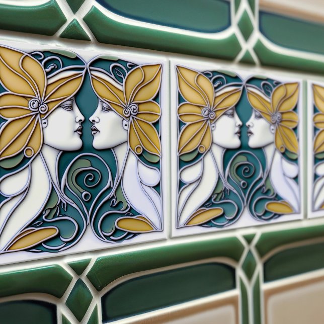 Art Deco Lilies Wall Decor Art Nouveau Tile (Creator Uploaded)