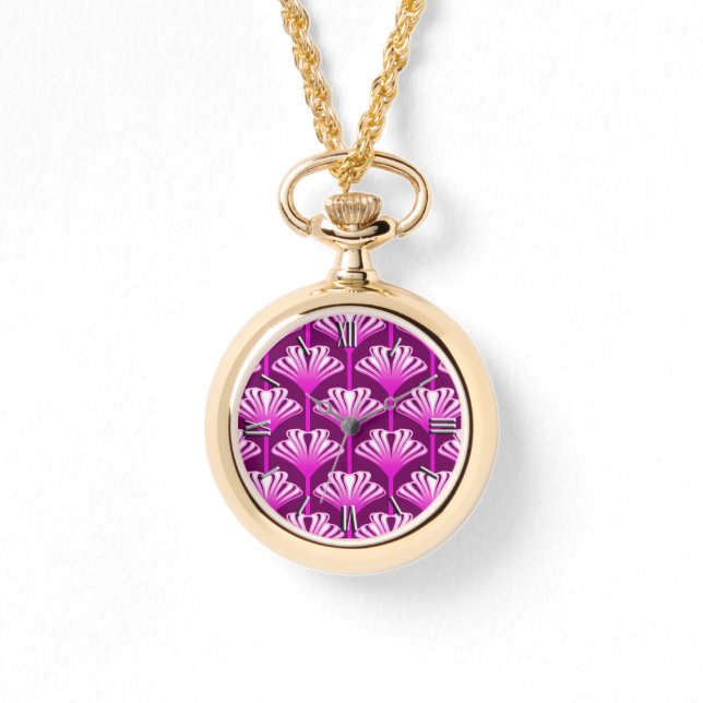 Art Deco Lily, Amethyst Purple and Orchid Watch (Front)