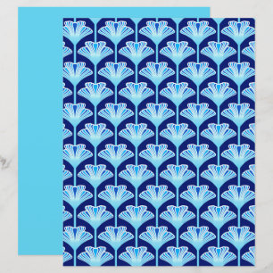 Art Deco Lily, Cobalt Blue, Aqua and White