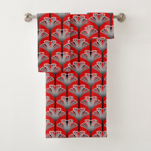 Art déco Lily, Deep Red and Grey / Grey