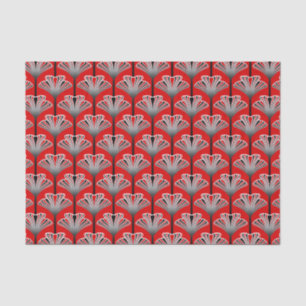 Art Deco Lily, Deep Red and Grey / Grey Tissue Paper