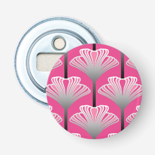 Art Deco Lily, Fuchsia Pink and Silver Grey Bottle Opener