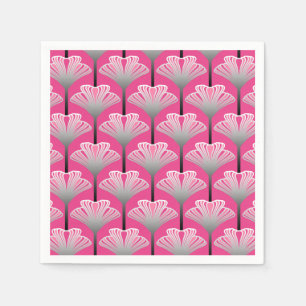 Art Deco Lily, Fuchsia Pink and Silver Grey Napkin