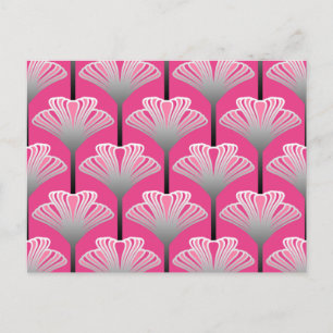 Art Deco Lily, Fuchsia Pink and Silver Grey Postcard
