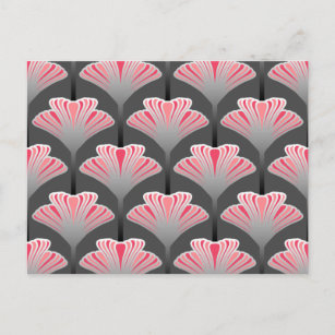 Art Deco Lily, Grey / Grey and Coral Pink Postcard