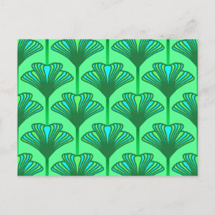 Art Deco Lily, Jade Green and Turquoise Postcard