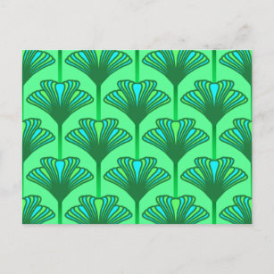 Art Deco Lily, Jade Green and Turquoise Postcard