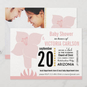 Art Deco Lily Modern Typography Baby Shower Invitation