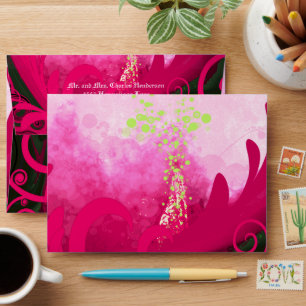 Art Deco Lily Modern Typography Wedding Envelope