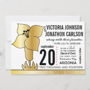 Art Deco Lily Modern Typography Wedding Invite