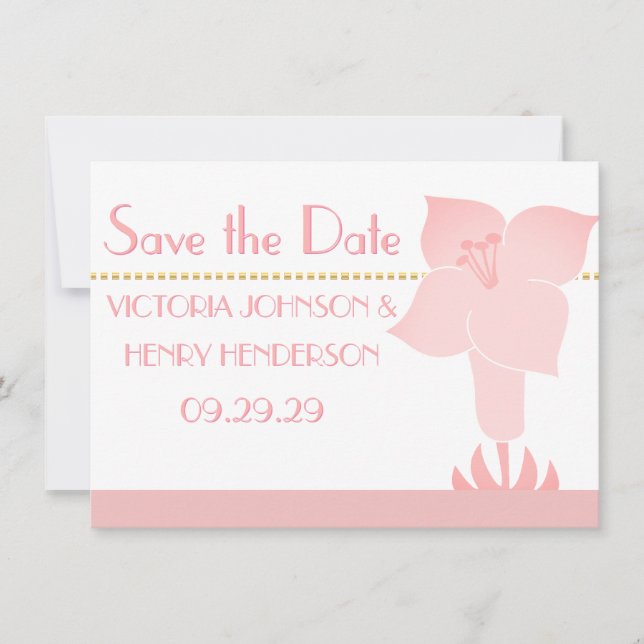 Art Deco Lily Modern Typography Wedding Invite (Front)