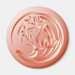 Art Deco Lily pattern - coral orange Magnet