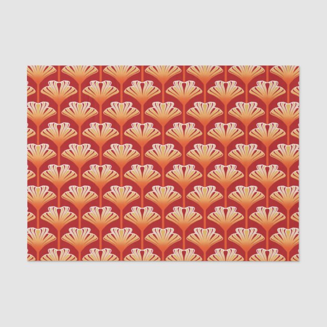 Art Deco Lily, Tangerine Orange and Gold Tissue Paper (Front)